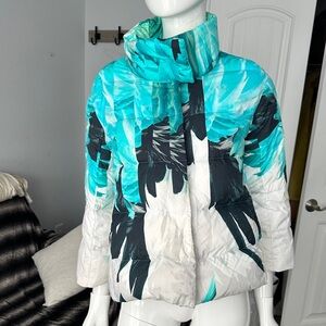 Roberto Cavalli Teal and Black Puffer Jacket size 44IT